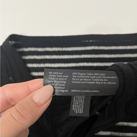 Eileen Fisher Black Sheer Knit Long Sleeve Top Organic Cotton Blend XL - Picture 6 of 6